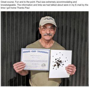 Tom successfully completed our Fundamental Handgun Safety and Proficiency course at Top Gun of Maine  