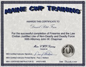Daniel Petit Frere Maine Firearms Law Credentials