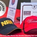 A table with two hats on it